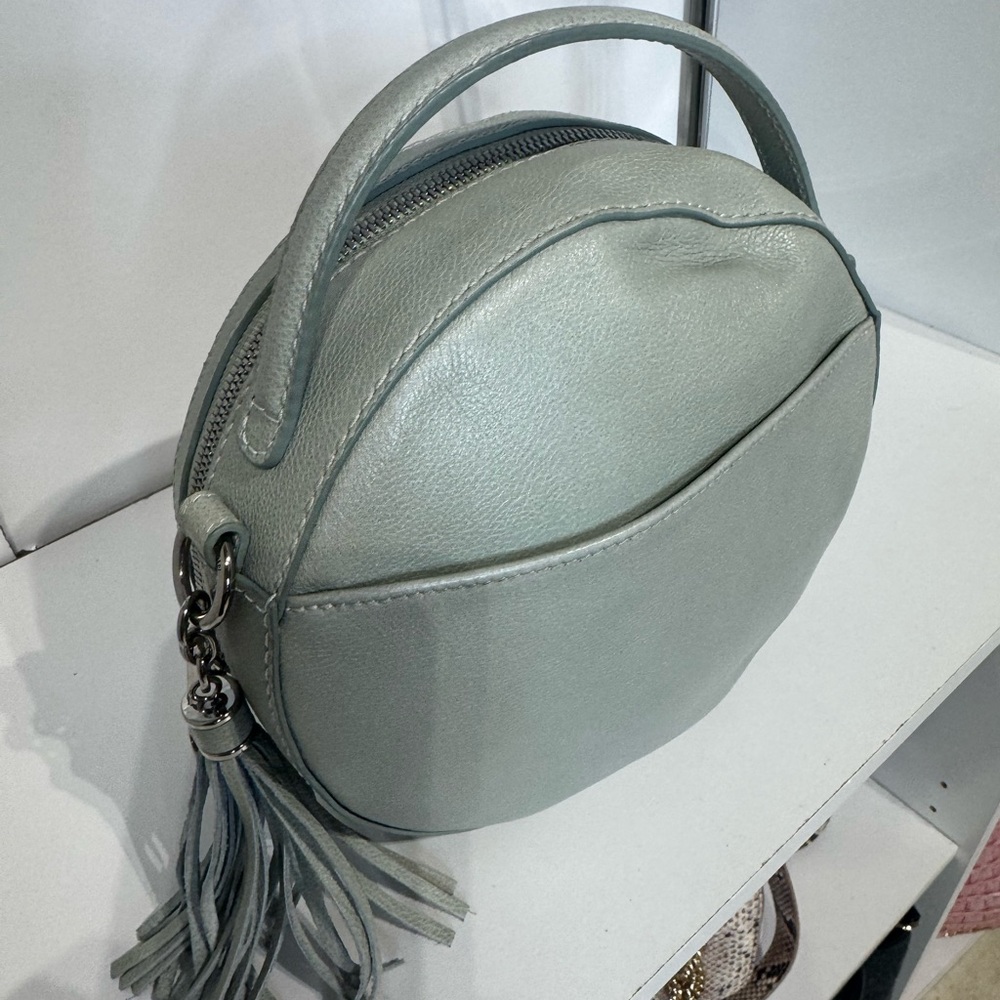 Brahmin Round Croc-Embossed Crossbody in Sage Green - Picture 2 of 4